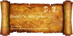 Dudás Nándor névjegykártya